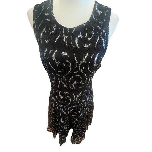 TOMMY HILLFIGER BLACK AND SILVER LACE HALTER DRESS WOMENS SIZE 8 - Picture 2 of 8